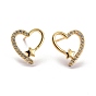 Heart & Star Brass Micro Pave Clear Cubic Zirconia Ear Studs, Lead Free & Cadmium Free