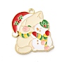 Navidad aleación tema colgantes de esmalte, la luz de oro, colgante de gato con árbol de Navidad/campana/muñeco de nieve