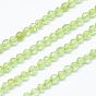 Péridot naturelles brins de perles, facette, ronde, jaune vert, 2mm, Trou: 0.5mm