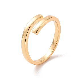 Brass Simple Line Wrap Open Cuff Ring for Women, Cadmium Free & Lead Free