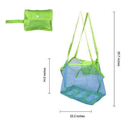 2Pcs 2 Colors Portable Nylon Mesh Grocery Bags, for School Travel Daily Beach Bags Fits