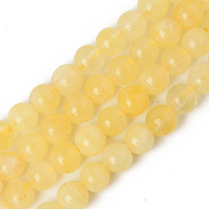 Perles naturelles de quartz brins, teints et chauffée, imitation citrine, ronde