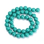 Brins de perles de jade mashan naturel teint, turquoise d'imitation, ronde, ronde