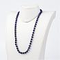 Natural Lapis Lazuli Necklaces, Beaded Necklaces, Dyed, Frosted, 37 inch 