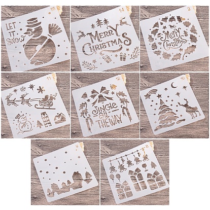 16 Sheets 16 Style PET Drawing Stencil, Drawing Scale Template, For Christmas DIY Scrapbooking, Square