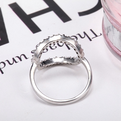 Stainless Steel Finger Rings, with Cubic Zirconia