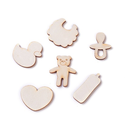 Baby Theme Wooden Cabochons, Laser Cut Wood Shapes, Mixed Shapes