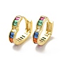 Brass Cubic Zirconia Hoop Earrings, Heart Shape Hoop Earrings for Women, Real 18K Gold Plated