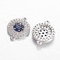 Flat Round Brass Micro Pave Cubic Zirconia Links, 18x13.5x3mm, Hole: 1mm