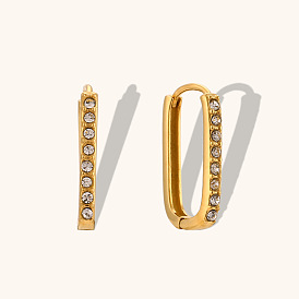 Sparkling CZ Stone Ear Cuff Earrings in 18K Gold Plated Stainless Steel