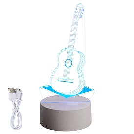 Lampe de visualisation créative acrylique 3d, lampe tactile, guitare