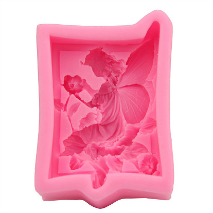 Moules en silicone, pour la fabrication de savons artisanaux, rectangle avec fée et fleur