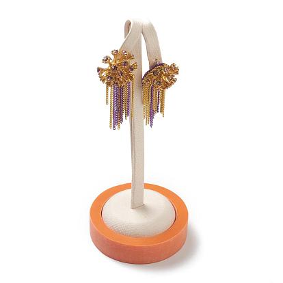 Resin Artificial Marble Jewelry Earring Displays, with PU Leather, L Shape