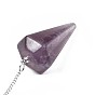 Natural Fluorite Hexagonal Pointed Dowsing Pendulums, with Copper Clad Iron Cross Chains, Cone/Spike, Platinum
