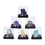 Nuggets Natural Gemstone Rough Raw Stone Home Display Decorations, with Packing Box, (include Pyrite & Amethyst & Emerald & Amazonite & Kobayi & Azurite)