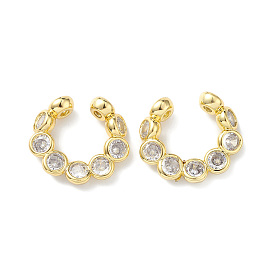 Clear Cubic Zirconia Diamond Wrap Cuff Earrings, Rack Plating Brass Jewelry for Women, Lead Free & Cadmium Free