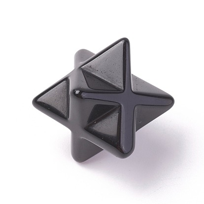 Natural Obsidian Beads, No Hole/Undrilled, Merkaba Star