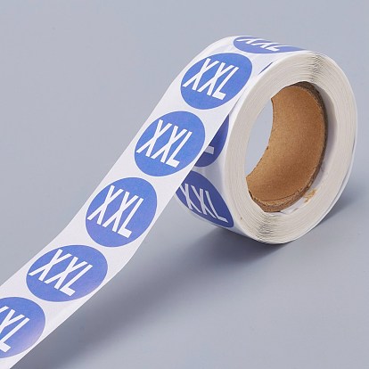 Paper Self-Adhesive Clothing Size Labels, for Clothes, Size Tags, Round with Size XS/S/M/L/XL/XXL/XXXL