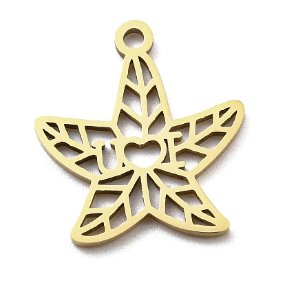 Ion Plating(IP) 316L Surgical Stainless Steel Pendants, Laser Cut, Starfish Charm