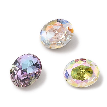 K 5 cabujones de diamantes de imitación de cristal, puntiagudo espalda y dorso plateado, facetados, oval
