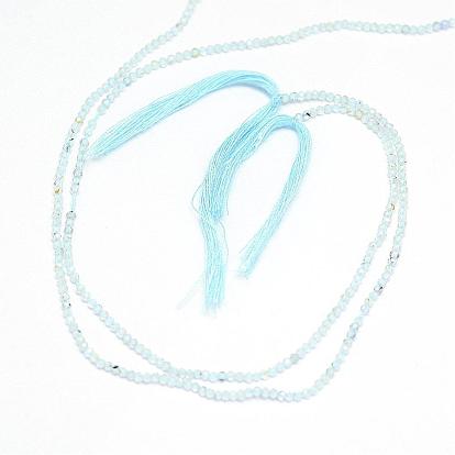 Brins de perles de topaze bleue naturelle, facette, ronde