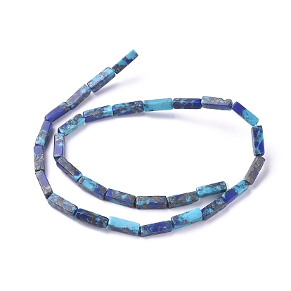 Línea de oro sintético ensamblado turquesa y hilos de perlas de lapislázuli natural, cuboides