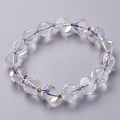 Pulseras de cuentas elásticas de piedras preciosas naturales facetadas, con perlas de vidrio, dados celestiales de seis caras