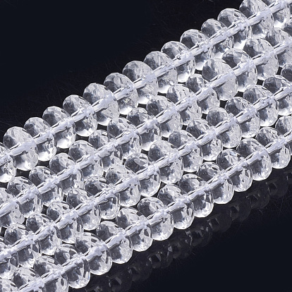 Cuarzo sintético cuentas de cristal hebras, facetados, Rondana plana