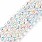 Transparent Electroplate Glass Beads Strands, Rainbow Plated, Round