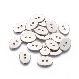 201 Stainless Steel Buttons, Oval, 2-Hole
