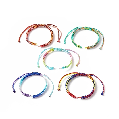Плетеные браслеты из полиэфирного шнура градиентного цвета, для изготовления браслета с регулируемым звеном