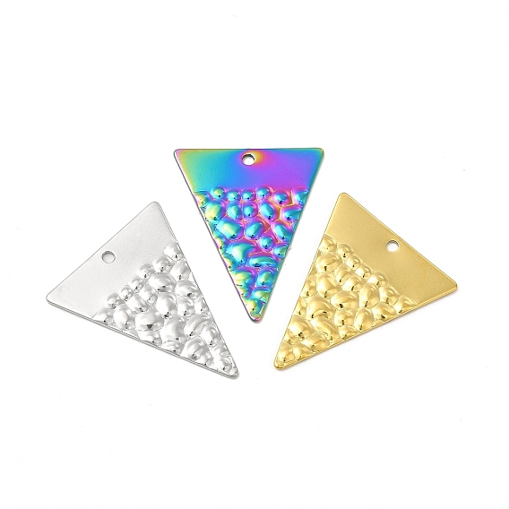 Placage ionique (ip) 304 pendentifs en acier inoxydable, charme triangulaire