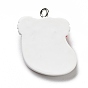 Opaque Resin Pendants, with Platinum Tone Iron Loops, Christmas Sock with Snowflake Pattern