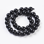 Natural Tourmaline Beads Strands, Black, Round