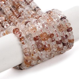 Brins de perles de quartz hématoïde rouge naturel/quartz ferrugineux, rondelle