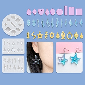 Moules en silicone pour pendentif de forme géométrique, bricolage, moules de résine, pour la résine UV, fabrication de bijoux en résine époxy