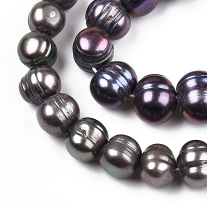 Natural Cultured Freshwater Pearl Beads Strands, Dyed, Round