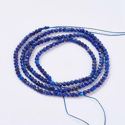 Natural Lapis Lazuli Beads Strands, Faceted, Round