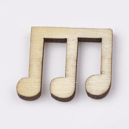 Cabujones de madera sin terminar, formas de madera cortadas con láser, nota musical