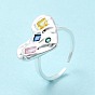 Colorful Cubic Zirconia Open Cuff Ring, Silver Brass Wide Ring for Women