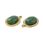 Encantos ovalados de jade africano natural, con enchapado al vacío real 18k chapado en oro 201 fornituras de acero inoxidable