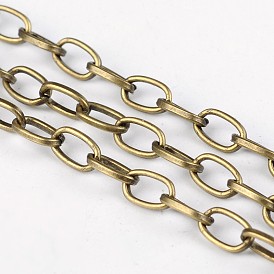 Iron Cable Chains, Unwelded, with Spool, Flat Oval, Lead Free and Nickel Free