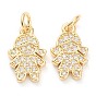Brass Micro Pave Clear Cubic Zirconia Pendants, Long-Lasting Plated, Little Girl