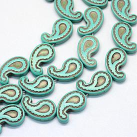 Chapelets de perles turquoises synthétiques, têtard, teint