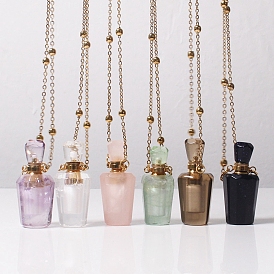 Colliers de bouteille de parfum de pierres précieuses mélangées naturelles pour femmes