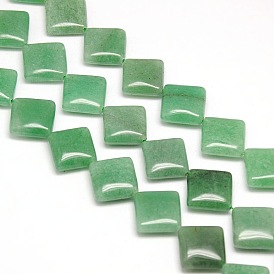 Natural Rhombus Green Aventurine Beads Strands, 18~19x18~19x6mm, Hole: 1mm, about 22pcs/strand, 15.74 inch