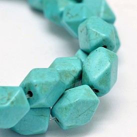 Synthetic Turquoise Cuboid Bead Strands, Cuboid, Faceted, 12x8x8mm, Hole: 1mm, about 32pcs/strand, 15.7 inch