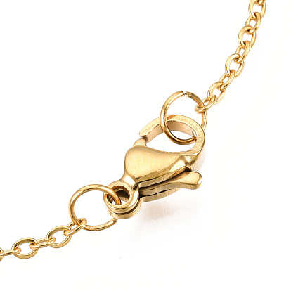201 Stainless Steel Pendants Necklaces, with Cable Chains and Lobster Claw Clasps, Clover