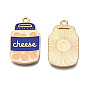 Rack Plating Alloy Enamel Pendants, Cadmium Free & Nickel Free & Lead Free, Bottle with Word Cheese
