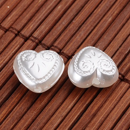 Heart Imitation Pearl Acrylic Beads, 11.5x12x6.5mm, Hole: 1.5mm, about 1000pcs/500g